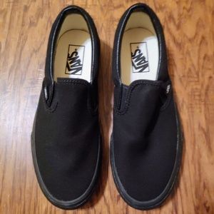 Black Monochrome Slip On Vans, Size 8